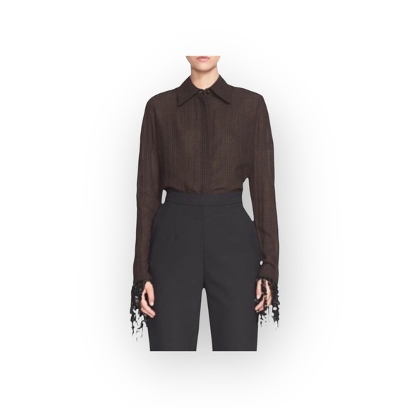 Luxury: Isa Arfen Ready To Wear ꧁ That 90'S Shirt Plaid Wool Sequins ꧂ Hot Choco - Picture 5 of 17